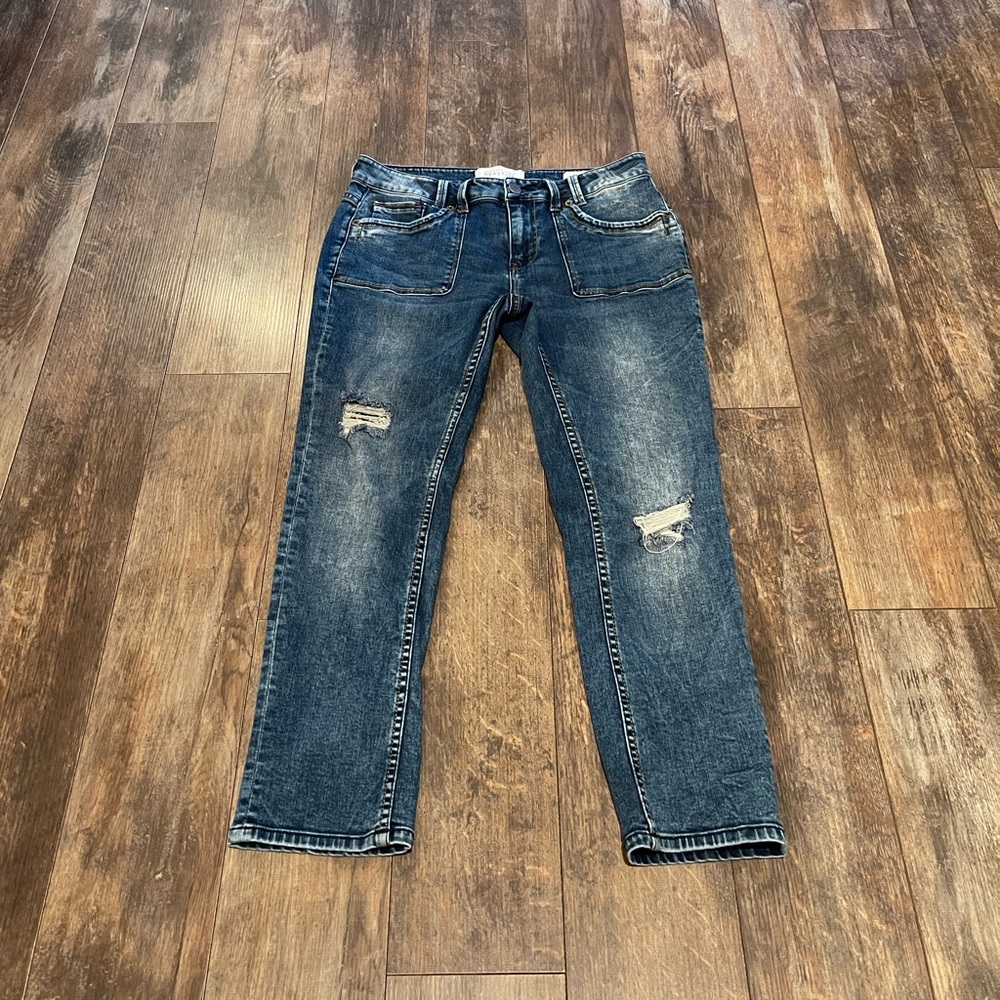 Kenneth Cole Women's Distressed Blue Cropped Jeans